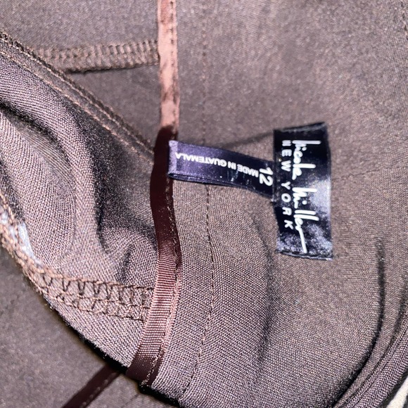 Nicole Miller Brown Wide Leg Cropped Flat Front Dress Pants Women's Size 12 - Picture 5 of 5